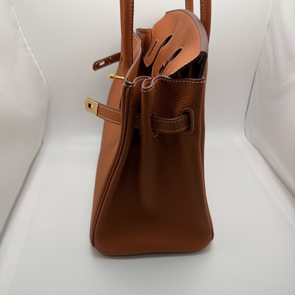 35CM Togo Leather Top Handle Satchel Bag - Golden - Picture 9 of 11